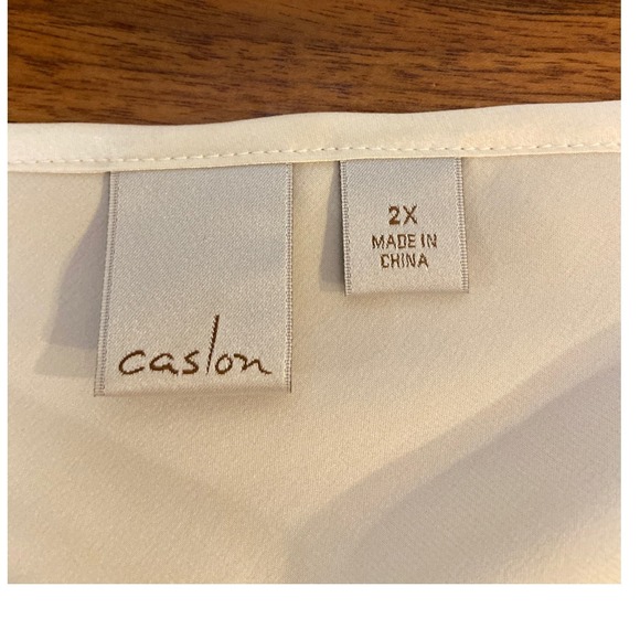 Caslon 100% Silk Lace Trim Camisole Tank Top Cream Champagne Plus Size 2X - Picture 4 of 6